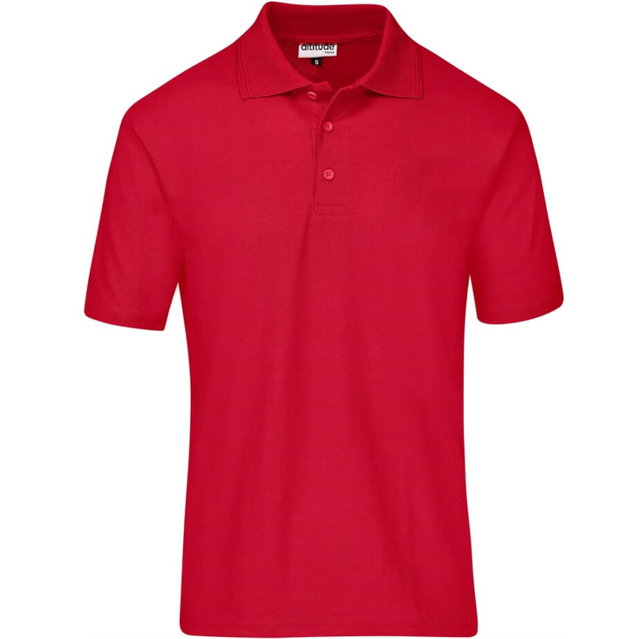Mens Basic Pique Golf Shirt Red Front